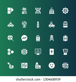 shadow icon set. Collection of 25 filled shadow icons included Globe, Muted, Lip balm, Cd, Dropper, Beater, Mahjong, Blog, Worldwide, Buttons, Shopping bag, Water tower, Messenger