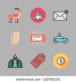 shadow icon set. vector set about tag, scarf, antelope and forest icons set.