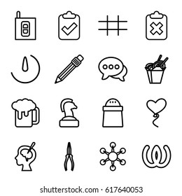 Shadow icons set. set of 16 shadow outline icons such as pliers, pepper, chinese fast food, heart baloons, chat, pen, brain surgery, stopwatch camera, grid, intercom, beer mug