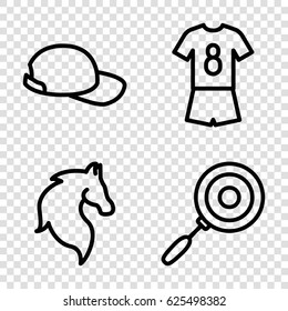 Shadow icons set. set of 4 shadow outline icons such as horse, pan, baseball cap