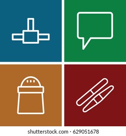 Shadow icons set. set of 4 shadow outline icons such as sawing, pepper, chat