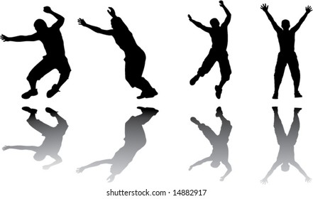 shadow jumping silhouette vector image