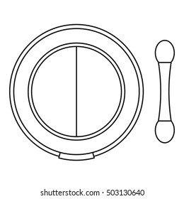 Shadow kit with applicator icon. Outline illustration of shadow kit with applicator vector icon for web