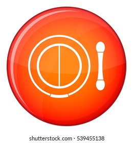 Shadow kit with applicator icon in red circle isolated on white background vector illustration
