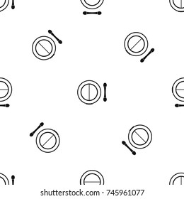 Shadow kit with applicator pattern repeat seamless in black color for any design. Vector geometric illustration