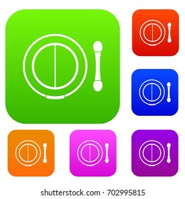 Shadow kit with applicator set icon in different colors isolated vector illustration. Premium collection