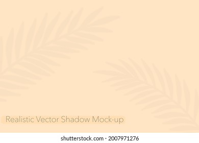 Shadow Leaves Mockup Overlay Effect. Realistic transparent vector branches on pastel background. Vector illustration