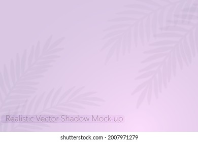 Shadow Leaves Mockup Overlay Effect. Realistic transparent vector branches on pastel background. Vector illustration