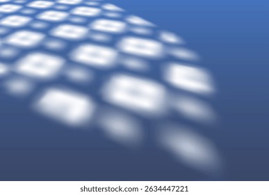 Shadow light on blue floor vector illustration. Sun light from window or door Islamic Ramadan decorative arch frame. Realistic blind blur effect. Soft shade reflection with vintage oriental pattern