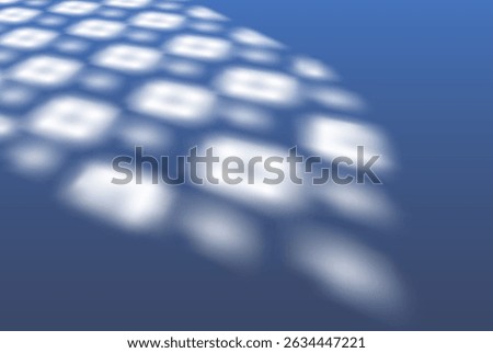 Shadow light on blue floor vector illustration. Sun light from window or door Islamic Ramadan decorative arch frame. Realistic blind blur effect. Soft shade reflection with vintage oriental pattern