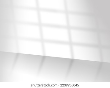 Shadow and light stripes Gray background, Shadows and light reflected on the white wall is used for product presentation with shadow and light.							