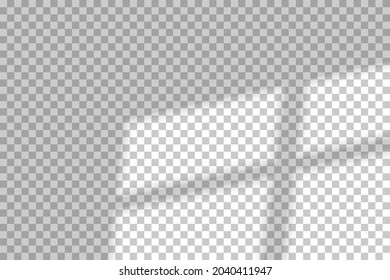 Shadow and light from window on transparent background. Vector realistic overlay effect