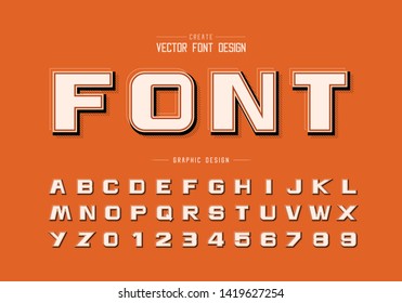Shadow and line Bold Font vector, Alphabet design typeface letter and number, Graphic text on background
