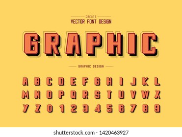 Shadow and line Bold Font vector, Alphabet typeface and number design, Graphic text on background