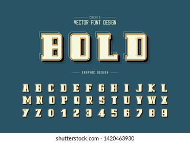 Shadow and line Bold Font vector, Alphabet script and number design, Graphic text on background