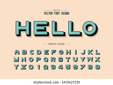 Shadow and line Font vector, Alphabet bold typeface letter and number design, Graphic text on background