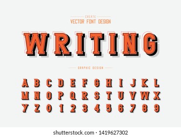 Shadow and line Font vector, Alphabet writing style typeface letter and number design, graphic text on background