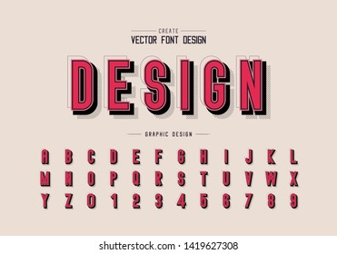 Shadow and line Font vector, Alphabet letter typeface and number design, Graphic text on background
