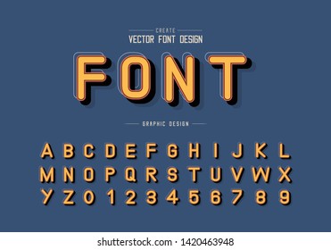 Shadow and line Font vector, Alphabet typeface letter and number design, Graphic text on background
