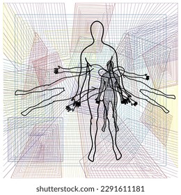 shadow lines with geometric background