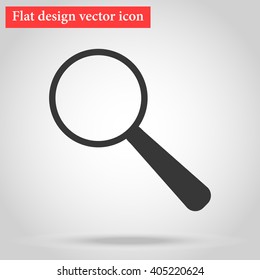 with shadow magnifying glass icon gray flat design