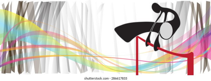 Shadow man design for Gymnastics height jumping rainbow background summer sport in door for cartoon symbol, banner