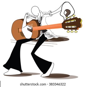 Shadow Man easier tuning his guitar folk, acoustic, unplug relax time from office hour can use advertise illustration, logo, symbol graphic design