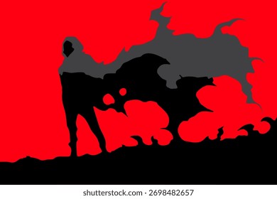 SHADOW MAN WITH RED BACKGROUND VECTOR