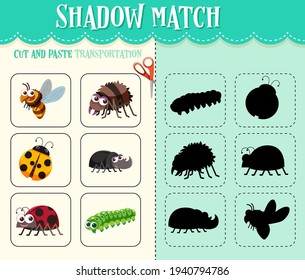 Shadow match game for kids illustration