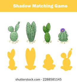 Shadow matching game for children. Find the right shadow. Activity for preschool kids and toddlers. Flower theme