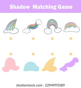 Shadow matching game for children. Find the correct shadow kids activity for preschool and school age