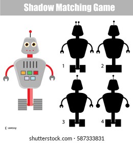 Shadow matching game for children. Find the right, correct shadow task for kids preschool and school age