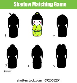 Shadow matching game for children. Find the right, correct shadow task for kids preschool and school age