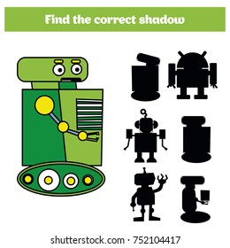 Shadow matching game for children. Find the right shadow. Activity for preschool kids.