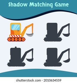 shadow matching game construction machinery edition premium vector for kids education and collection