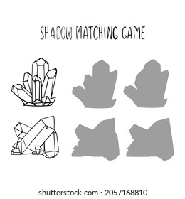 Juego de correspondencias en la sombra. Ilustración de cristales vectoriales por línea