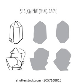 Juego de correspondencias en la sombra. Ilustración de cristales vectoriales por línea