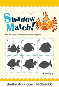 Shadow matching game with fish illustration
