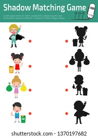 Shadow Matching Game for kids, Visual game for kid. Connect the dots picture,Education Vector Illustration