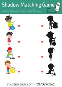 Shadow Matching Game for kids, Visual game for kid.Instructional media, Connect the dots picture,Education Vector Illustration.