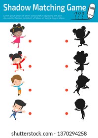 Shadow Matching Game for kids, Visual game for kid. Instructional media, Connect the dots picture,Education Vector Illustration.