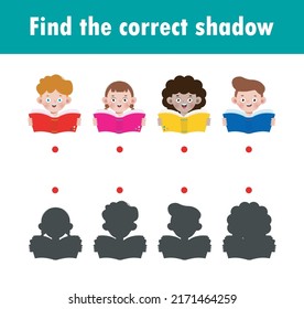 Shadow Matching Game for kids, Visual game for kid, find the correct Shadow, Instructional media, Connect the dots picture, Education isolated on background Vector Illustration.