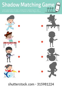 Shadow Matching Game for kids, Visual game for kid. Connect the dots picture,Education Vector Illustration.