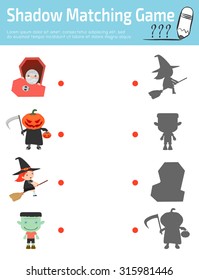 Shadow Matching Game for kids, Visual game for kid. Connect the dots picture,Education Vector Illustration.