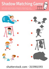Shadow Matching Game for kids, Visual game for kid. Connect the dots picture,Education Vector Illustration.