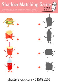 Shadow Matching Game for kids, Visual game for kid. Connect the dots picture,Education Vector Illustration.
