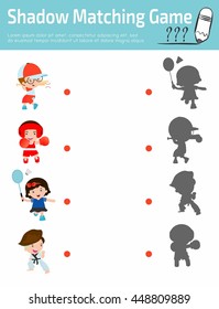 Shadow Matching Game for kids, Visual game for kid. Connect the dots picture,Education Vector Illustration.