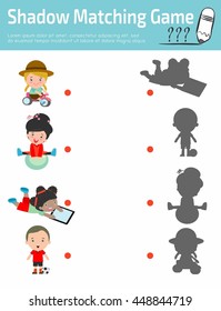Shadow Matching Game for kids, Visual game for child . Connect the dots picture,Education Vector Illustration,  children play with toys