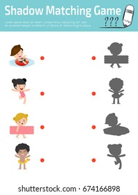 Shadow Matching Game for kids, Visual game for kid. Connect the dots picture,Education Vector Illustration.  kids game, children game