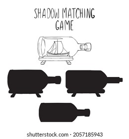 shadow matching game ship. vector illustration